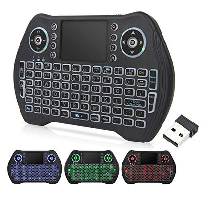 Backlit Mini Keyboard,2.4GHz Wireless Mini Keyboard with Touchpad Mouse Handheld Remote Control for PC, Raspberry Pi 2, Pad, Smart TV, Android TV Box