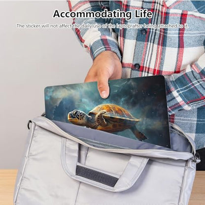 Universal Laptop Skin Sticker with 2 Wrist Pad Skins, Waterproof Scratch Resistant Vinyl Laptop Cover Decal, Cut to Fit for 11–15.6 Inch MacBook HP Dell Lenovo, Galaxy Turtle - color: Galaxy Turtle