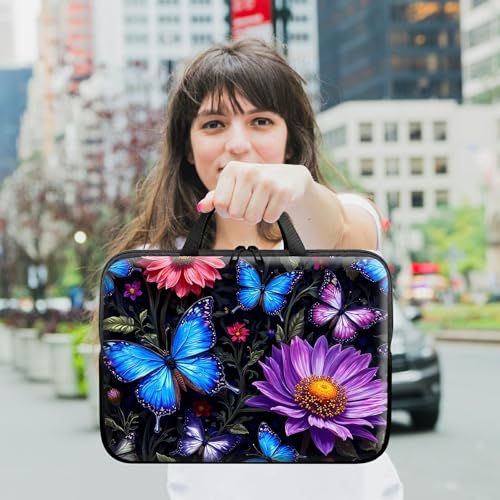 Laptop Sleeve with Handle 12 Inch, Waterproof Laptop Case Bag, Butterfly Flowers Pattern Design Computer Sleeve Compatible with MacBook Air, Pro, HP, Dell, Lenovo, ASUS - color: Butterfly Flowers, size: 12inch(11.6-12.3")
