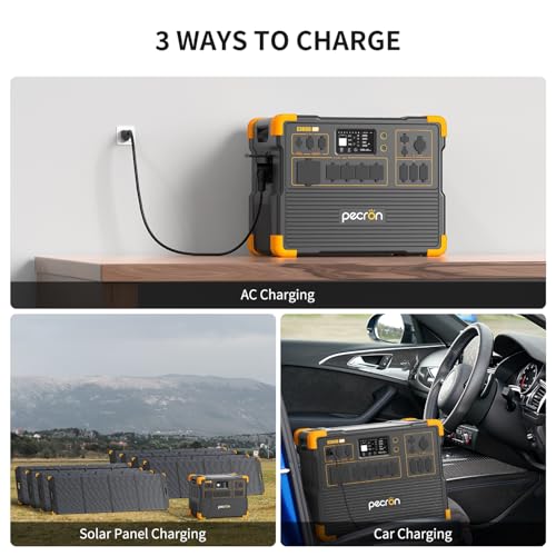 PECRON Portable Power Station 3072Wh E3600LFP with Trolley, 5x3600W AC Outlets Power Station, LiFePO4 Battery Backup Expanded to 18.43kWh, Solar Generator for Home Use, RV, Camping, CPAP, Emergency - style: E3600LFP+Trolley Kit