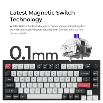 Q1 HE ISO Layout Custom Mechanical Keyboard | ISO Layout, QMK Wireless Programmable, Magnetic Adjustable Switches, Dynamic RGB Backlight(JIS ISO(White)) - color: JIS ISO(White)