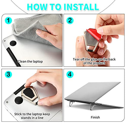 Konohan 4 Pieces Portable Keyboard Laptop Stand Mini Aluminum Keyboard Riser Foldable Cooling Laptop Kickstand Adjustable Lightweight Lifter for Desk Computer Laptops Notebooks 12-17 Inch(Silver) - color: Silver