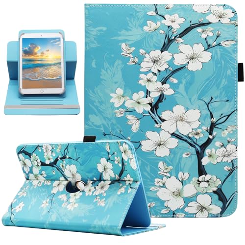 Universal 10 10.1 Inch Android Tablet Case, Dluggs 360 Degree Rotating Multi-Angle Viewing Stand Universal Case Cover for 10 10.1 and All 9.5-10.5 Inch Tablet, Plum Blossom - color: Plum Blossom