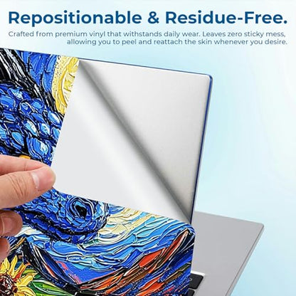 Reusable Universal Laptop Skin Sticker, Cut to Fit for 11.6–15.6 Inch Laptops, Waterproof Protective Film, No-Residue - Blue Dragon Oil Painting - color: Blue Dragon Oil Painting