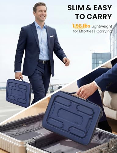 DOMISO Laptop Hard Case 17-17.3 inch Waterproof Shockproof Hard Shell Sleeve with Handle & Storage Pocket, Compatible with MacBook, HP, Dell, Dark Blue - color: Dark Blue, size: 17.3 inch