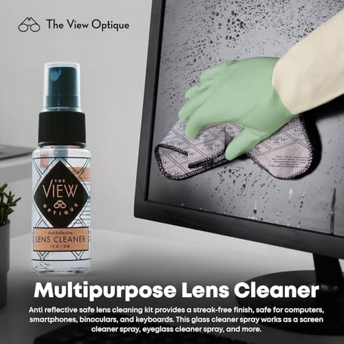 Eyeglass Cleaner Kit – (1) 1 oz Lens Cleaner Spray & (1) Microfiber Cloth with Pre-Moistened Lens Cleaning Wipes for Glasses, Screens & Sunglasses (26 Count)