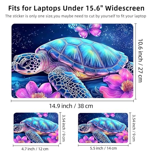 Aesthetic Laptop Skin Cover,12-15.6 Inch Universal Vinyl Sticker Decal,Waterproof Scratch-Resistant Notebook Wrap,Removable Residue-Free Protector,Cosmic Turtle Flowers - color: Cosmic Turtle Flowers