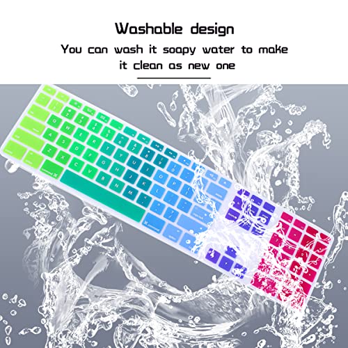 HRH Rainbow Silicone Keyboard Skin Cover for iMac Wired USB Full Size Keyboard with Numeric Keypad A1243(G6 MB110LL/B and MB110LL/A) - color: Dazzle Rainbow