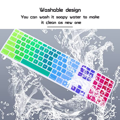 HRH Rainbow Silicone Keyboard Skin Cover for iMac Wired USB Full Size Keyboard with Numeric Keypad A1243(G6 MB110LL/B and MB110LL/A) - color: Dazzle Rainbow