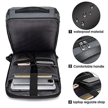 BANGE Business Smart Backpack Waterproof fit 15.6 Inch Laptop Backpack with USB Charging Port,Travel Durable Backpack - color: Grey