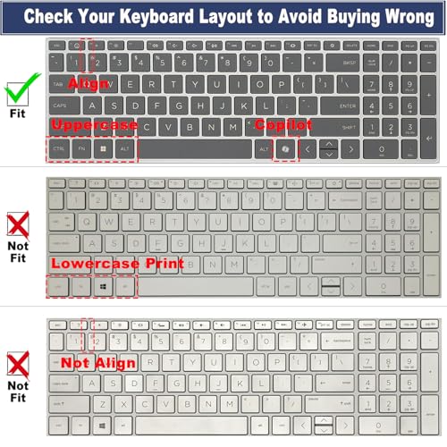 Keyboard Cover for 2026 2025 2024 HP 15.6 inch Laptop 15-fc 15-fd Series, HP 15z-fc000/fc100 15t-fd100 15t-fd000 15-fd0123dx 15-fd0127dx 15-fd0125dx 15-fc0146dx 15-fc0057wm fd0023dx fd0083wm fc0093dx - color: Black
