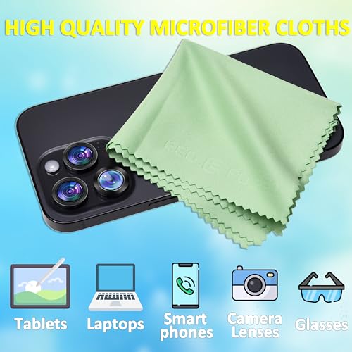 Eco-Fused Microfiber Cleaning Cloths - 12 Pack - Ideal for Cleaning Glasses, Spectacles, Camera Lenses, iPad, Tablets, Smartphones, iPhone, Android Phones, Laptops, LCD Screens - color: Yellow/Green (12 Pack)