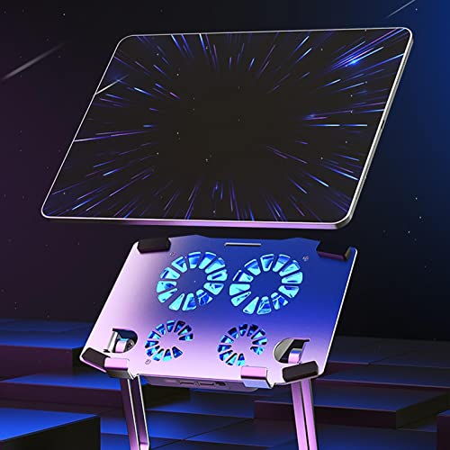 Foldable Laptop Tablet Stand with 4 Cooling Fans, Adjustable Aluminum Riser for Devices Up to 17.3 in, USB-Powered