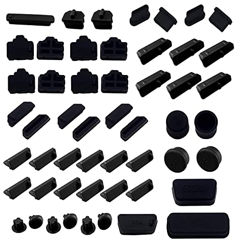 52 PCS Anti-dust Plugs Laptop Port Dust Plugs, Commonly Used 13 Types of Laptop Computer Port Dust Covers Stoppers (52 PCS in 13 Commonly Used Types)-DO NOT Fit MacBook - size: Laptop