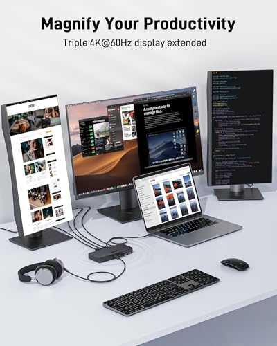Acer DisplayLink Laptop Docking Station 3 Monitors,USBC Dock with 3HDMI+2DP | 15-in-1 USB C Docking Station with 130W Power Adapter, 10Gbps Data, 1Gbps Ethernet for MacBook Pro/Air, Acer Laptops, PC