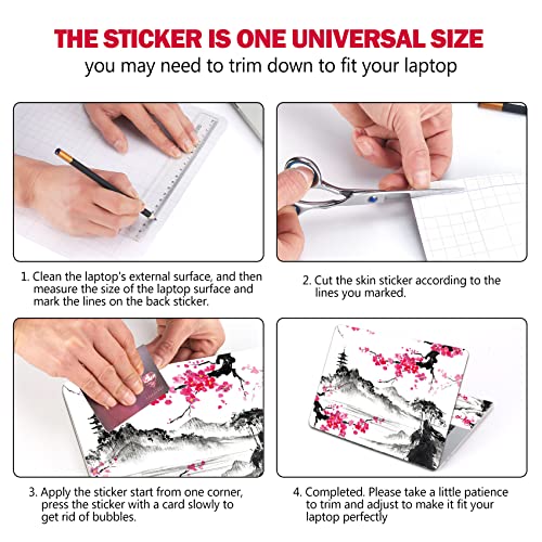 AIMSA Laptop Skin Sticker Decal, 12 13 13.3 14 15 15.4 15.6 inch Laptop Art Decal Protector Notebook Netbook PC 15.6" Universal Vinyl Cover, Mountain Sakura Ink Painting - color: Mountain Sakura Ink Painting