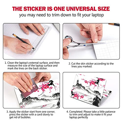 AIMSA Laptop Skin Sticker Decal, 12 13 13.3 14 15 15.4 15.6 inch Laptop Art Decal Protector Notebook Netbook PC 15.6" Universal Vinyl Cover, Mountain Sakura Ink Painting - color: Mountain Sakura Ink Painting