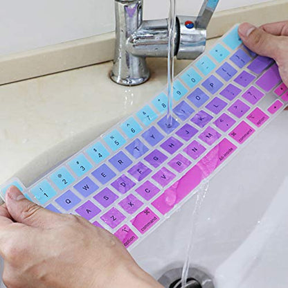 Allinside Soft Silicone Keyboard Cover for MacBook Pro 13 inch (A2338 M1 A2251 A2289, 2020–2023) & MacBook Pro 16 inch (A2141, 2019–2020) with Touch Bar & Touch ID, US Layout, Ombre Blue Pink - color: 03 Ombre Blue Pink, size: 2019-2020 Macbook Pro 13/16