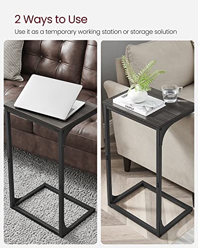 VASAGLE C-Shaped End Table, Side Table for Sofa, Couch Table with Metal Frame, Small TV Tray Table for Living Room, Bedroom, Ebonized Oak Finish and Black ULET353B42 - color: Ebonized Oak Finish + Black