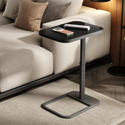 Kitstorack Upgraded TV Tray Table with Panel Lock, Adjustable Height & 90° Flip-Over Design, Sofa Arm End Side Table for Eating, Dinner, Snack, Laptop, Couch, Bed, Chair or Small Spaces, Black - color: Black, style: Auto-locking