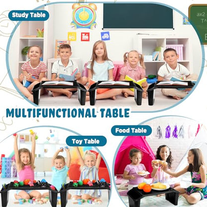 Leinuosen 6 Pcs Kids Lap Desk Tray with Storage Plastic Breakfast Laptop Trays with Side Pockets and Slot Portable Lap Bed Table for Writing Eating Game Classroom Snacks Boy Girl (Black) - color: Black