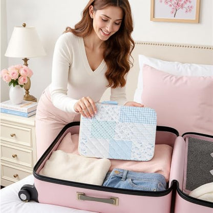 11.6 inch Cotton Quilted Laptop Sleeve for Women, Aesthetic Puffy Laptop Case Carrying Bag Compatible with MacBook Air/Pro 11.6, Soft Computer Liner Bag (Green Blue Pin, 11.6 inch) - color: Green Blue Pin, size: 11.6 inch