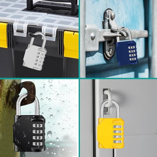 ZHEGE Combination Lock, 4 Digit Combination Padlock Outdoor (Yellow) | School Lock, Gym Lock - color: 1P, Yellow, size: 1P