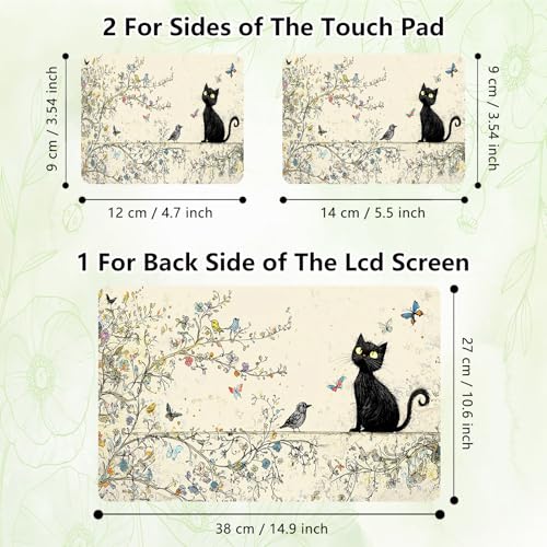 Laptop Skin Sticker Decal, Universal Reusable Vinyl Laptop Cover for 12" 13" 13.3" 14" 15" 15.4" 15.6" Notebook PC, Reusable Waterproof Scratch-Resistant with 2 Wrist Pads,Cute Black Cat - color: Cute Black Cat