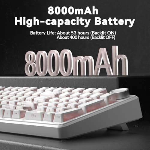 AULA F99 Pro Wireless Mechanical Keyboard-Silent Version,BT5.0/2.4GHz/USB-C Hot Swappable Custom Keyboard,Gasket Structure,Pre-lubed Linear Switches RGB Backlit Computer Gaming Keyboards,White - color: White