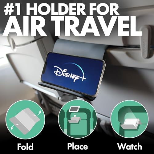 Airplane Phone Holder - Foldable Phone Stand for Plane Travel | Strong grippy silicone, 9 x 4.3 in.Tabletop Mount Desk, Plane Tray Seat back, Treadmill, Fits iPhone Cell Phone - color: Silicone, size: Large
