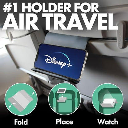 Airplane Phone Holder - Foldable Phone Stand for Plane Travel | Strong grippy silicone, 9 x 4.3 in.Tabletop Mount Desk, Plane Tray Seat back, Treadmill, Fits iPhone Cell Phone - color: Silicone, size: Large
