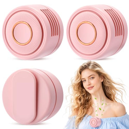 3 Pack Portable Silent Mini Bladeless Fan Clip On Cooling USB Rechargeable Electric Small Fan for Shirt Belt Waist Outdoor Travel Office Summer Wear Personal Use(Pink) - color: Pink
