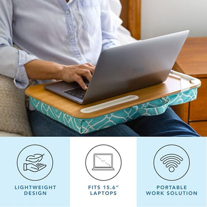 LAPGEAR Designer Lap Desk – Aqua Trellis, Fits 15.6” Laptops - color: Aqua Trellis, size: Single Lap Desk