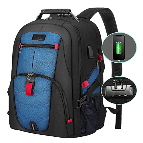 LOVEVOOK Large Laptop Backpack for Men,15.6Inch Heavy Duty Travel Backpack | TSA-Friendly with Anti-Theft,Carry On Flight Approved,College Work Bookbag,Water Resistant Business Backpack for Men Women - color: Blue, size: 15.6 inch