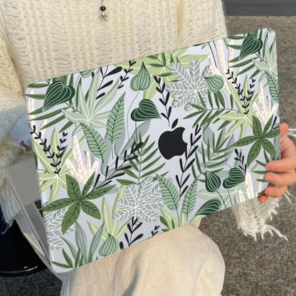 Compatible with MacBook Neo 13 inch Case 2026 Model A3404 Cover, Ultra-Thin Pattern Plastic Hard Shell Case Keyboard Cover Screen Protector Dust Plug, Tropical Green Leaves - color: Tropical Green Leaves