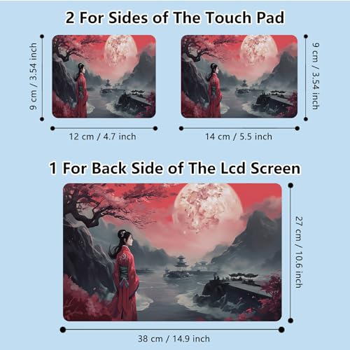 Universal Laptop Skin Sticker with 2 Wrist Pad Skins, Waterproof Scratch Resistant Vinyl Laptop Cover Decal, Cut to Fit for 11–15.6 Inch MacBook HP Dell Lenovo, Beauty in Moonlight - color: Beauty in Moonlight