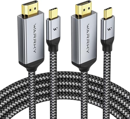 Warrky 4K 60Hz USB C to HDMI Cable 6ft 2Pack [Anti-Interference Gold-Plated Plugs] Aluminum Type-C to HDMI 2.0 Cord, Thunderbolt 3/4/5 Compatible for iPhone 15/16 Series, MacBook, iMac, iPad, Galaxy - size: 6FT, style: 2 Pack