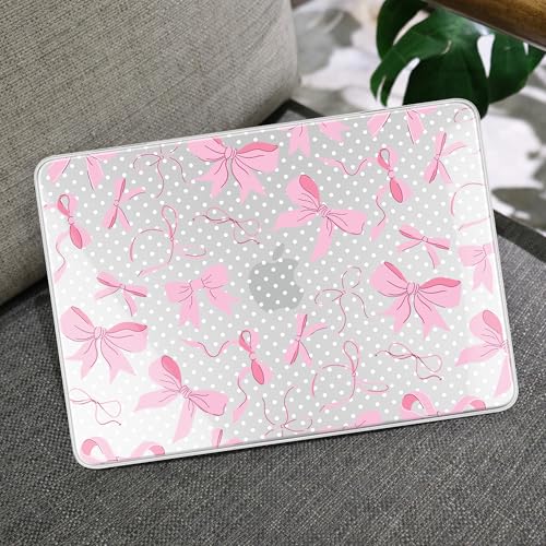 MEEgoodo Printed Case for New MacBook Neo 13 inch 2026 Release(Fit Model A3404), Laptop Hard Shell Cases with Keyboard Skin & Screen Protector & Webcam Covers, White Polka Dots& Cute Bows - color: White Polka Dots& Cute Bows