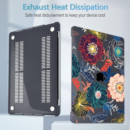 Mektron for MacBook Pro 16 inch A2141 Case 2020 2019 Release with Retina Display & Touch Bar & Touch ID, Plastic Hard Shell Cover Keyboard Skin Screen Protector Dust Plug，Dahlia Flowers - color: Dahlia Flowers