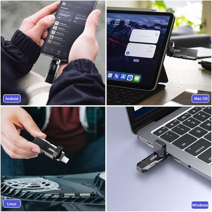 JOIOT USB C Flash Drive 256GB Up to 450MB/s Dual Type-C & USB-A USB 3.2 Solid State Drive USB-C Thumb Drive Compatible with iPhone 15/16/17 Series Smartphone Tablet Laptop Car Smart TV Game Console - size: 256GB (USB 3.2), style: 1 Pack