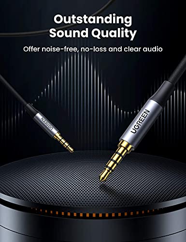 UGREEN USB Audio Adapter External Sound Card Bundle with 4-Pole 3.5mm Audio Cable 3FT