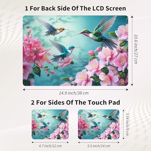 15.6 Inch Laptop Skin Sticker, Reusable Vinyl Cover Protector with 2 Wrist Pad Skins, Removable Waterproof Scratch-Resistant for 12-15.6 Inch Laptop Notebook,Three Humming Birds - color: Three Humming Birds