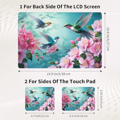 15.6 Inch Laptop Skin Sticker, Reusable Vinyl Cover Protector with 2 Wrist Pad Skins, Removable Waterproof Scratch-Resistant for 12-15.6 Inch Laptop Notebook,Three Humming Birds - color: Three Humming Birds