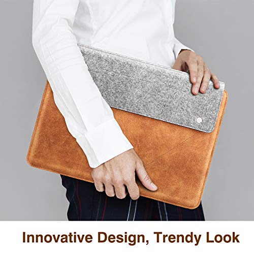 MoKo 13-13.3 Inch Laptop Sleeve Bag with Accessory Pocket | Fits Mac Neo/Pro 13-inch M2/M1, MacPro 14-inch, Mac Air 13.3-inch, iPad Pro 13 and Surface Pro 9/8 13-inch, Gray&Brown - size: 13-13.3 Inch