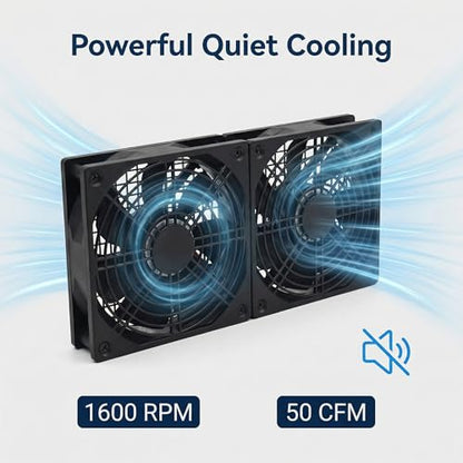 SV12025S05 Dual 120mm USB 5V 3-Speed Equipment Cooling Fan | For routers, receivers, DVRs and game consoles. Dual-fan set with adjustable speed for equipment cooling.