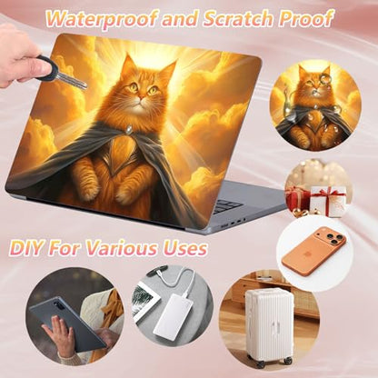 Laptop Skin Sticker Decal 12" 13" 13.3" 14" 15" 15.6",Waterproof Scratch Resistant Vinyl,Reusable Easy to Apply,for MacBook HP Dell Notebooks Netbooks Laptop,2 Wrist Pads,Cute Orange Cat - color: Cute Orange Cat