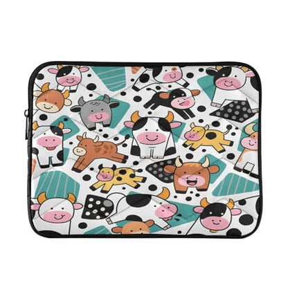 Lively Cow Pattern Padded Laptop Sleeve Case 13 Inch Soft Quilted Laptop Bag Waterproof Computer Sleeves - color: Lively Cow Pattern, size: Medium