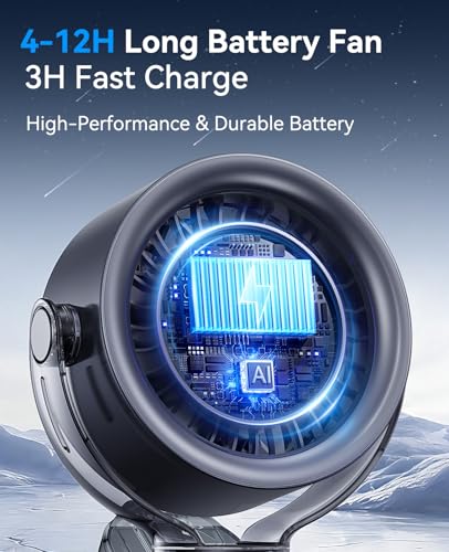 KIMMOO 4000mAh Rechargeable Portable Clip on Fan-100-Speed Touch Control, LED Display, 360° Rotate Quiet Turbo Desk Fan, Small Battery Operated USB Fan for Stroller Bed Travel Camping Golf Gym (Black) - color: Black