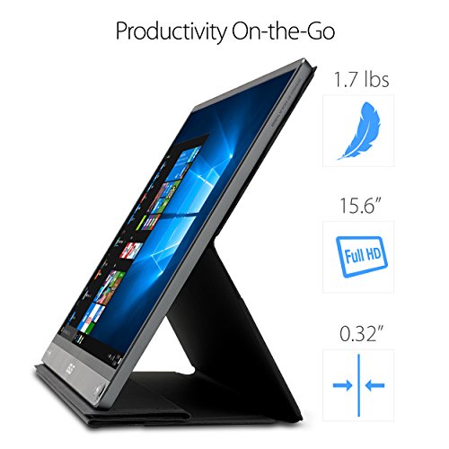 ASUS ZenScreen MB16AC 15.6 Inch 1080p USB-C Portable Monitor | USB-C, Eye Care, Auto-Rotate, Foldable Smart Case, Laptop Screen Extender, Travel Display for MacBook and PC - style: 16" Smart Cover