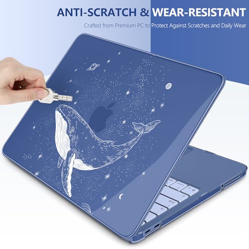 for MacBook Neo 13 Inch Case 2026 Release Model A3404, Indigo Blue Aesthetic Galaxy 1.2 mm Ultra Slim Hard Shell Cover, 6-in-1 Laptop Accessories Bundle for Men Boys, Celestial Whale - color: Celestial Whale